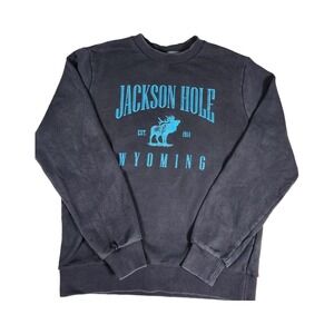 Melrose Place Jackson Hole Wyoming Graphic Sweatshirt Women's Medium Blue